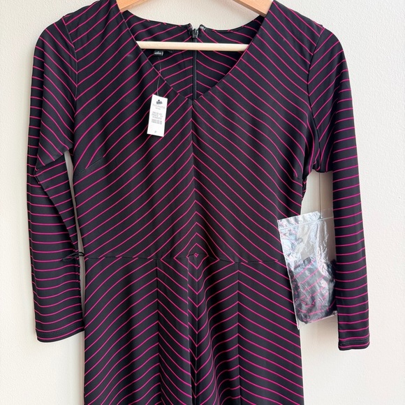 Talbots Black and Pink Striped Long Sleeve Dress - Picture 8 of 13